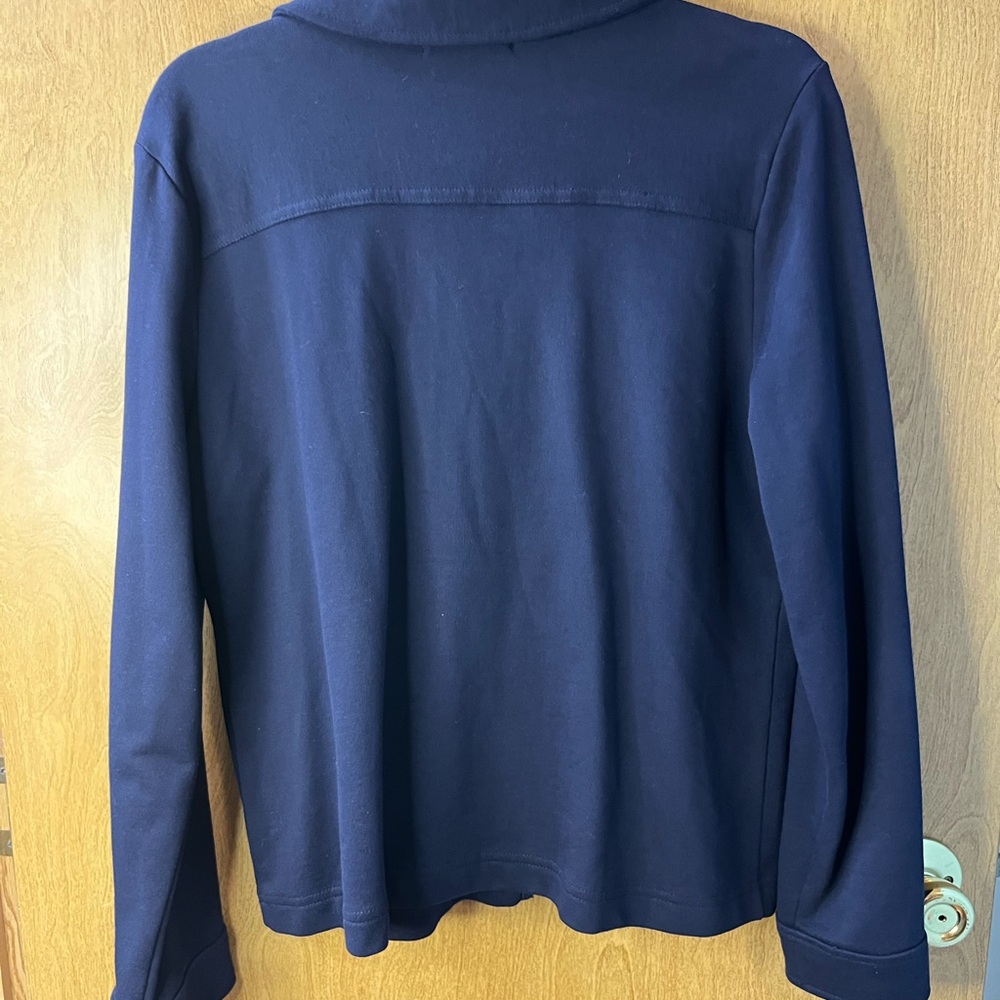 Lauren Ralph Lauren Women’s SZ Large Blue Cotton Jacket Zipper/ Snap W/ Pockets - Picture 2 of 13